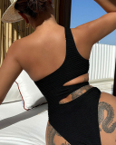 Black Single Shoulder Women Swimsuit S-L