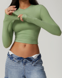Multi Color Women Custom Nylon Spandex Fitness Yoga GYM Long Sleeve T-shirt S-XL