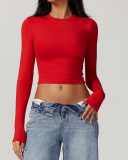 Multi Color Women Custom Nylon Spandex Fitness Yoga GYM Long Sleeve T-shirt S-XL