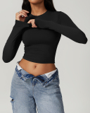Multi Color Women Custom Nylon Spandex Fitness Yoga GYM Long Sleeve T-shirt S-XL