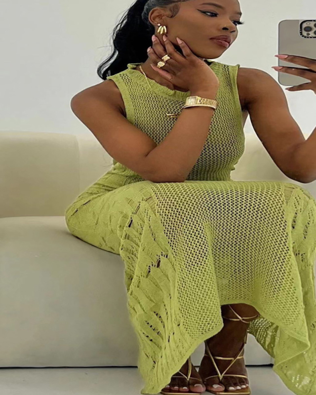 Sleeveless Chochet Women Beach Causal Dress S-XXL