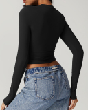 Multi Color Women Custom Nylon Spandex Fitness Yoga GYM Long Sleeve T-shirt S-XL