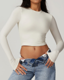 Multi Color Women Custom Nylon Spandex Fitness Yoga GYM Long Sleeve T-shirt S-XL
