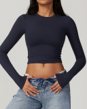 Multi Color Women Custom Nylon Spandex Fitness Yoga GYM Long Sleeve T-shirt S-XL