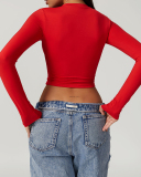 Multi Color Women Custom Nylon Spandex Fitness Yoga GYM Long Sleeve T-shirt S-XL