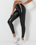 Women Hot Sale Wholesale Bulk Order PU Ruched Hips Lift Workout Pants XS-2XL