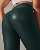 Women Hot Sale Wholesale Bulk Order PU Ruched Hips Lift Workout Pants XS-2XL
