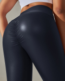 Women Hot Sale Wholesale Bulk Order PU Ruched Hips Lift Workout Pants XS-2XL