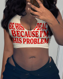 Women Fashion Printed Sexy U Neck Crop Top Vest XS-XL
