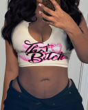Women Fashion Printed Sexy U Neck Crop Top Vest XS-XL