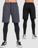 Men's Running Quick Drying Liner Leggings Shorts Black Gray M-3XL