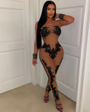 Sequin Mesh Women Party Strapless Jumpsuit S-XXL