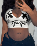 Women Fashion Printed Sexy U Neck Crop Top Vest XS-XL