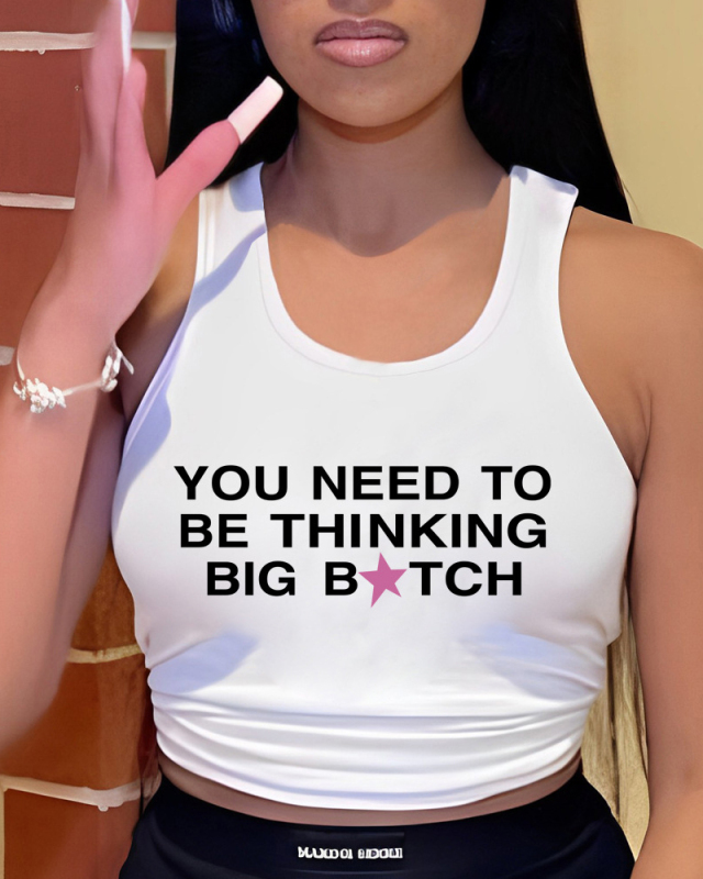 Letter Printed Women Cute Vest S-3XL