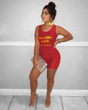 Plus Size Letter Printed Women Summer Jumpsuit S-5XL