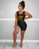 Plus Size Letter Printed Women Summer Jumpsuit S-5XL