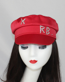 Women Rhinestone Fashion Satin Navy Hat
