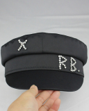 Women Rhinestone Fashion Satin Navy Hat