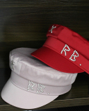 Women Rhinestone Fashion Satin Navy Hat