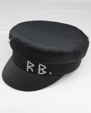 Women Rhinestone Fashion Satin Navy Hat