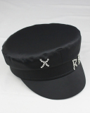 Women Rhinestone Fashion Satin Navy Hat