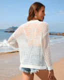 Summer Women'S Knitted Sweater Round Neck Love Beach Cover-Up Vacation Solid Color Women'S Knitted Sweater