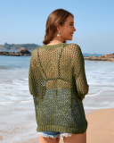 Summer Women'S Knitted Sweater Round Neck Love Beach Cover-Up Vacation Solid Color Women'S Knitted Sweater