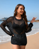 Summer Women'S Knitted Sweater Round Neck Love Beach Cover-Up Vacation Solid Color Women'S Knitted Sweater