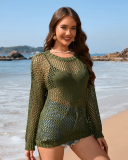 Summer Women'S Knitted Sweater Round Neck Love Beach Cover-Up Vacation Solid Color Women'S Knitted Sweater