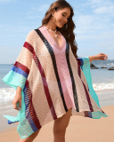 Women'S Patchwork Hollow Beach Skirt Loose Large Size Bikini Cover-Up For Women