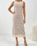 Slim-Fitting Mid-Color Women'S Sweater Striped Long Skirt Fashionable Dress