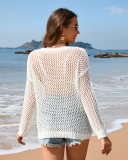 Summer Women'S Round Neck Five-Pointed Star Sexy Hollow Bikini Beach Cover-Up