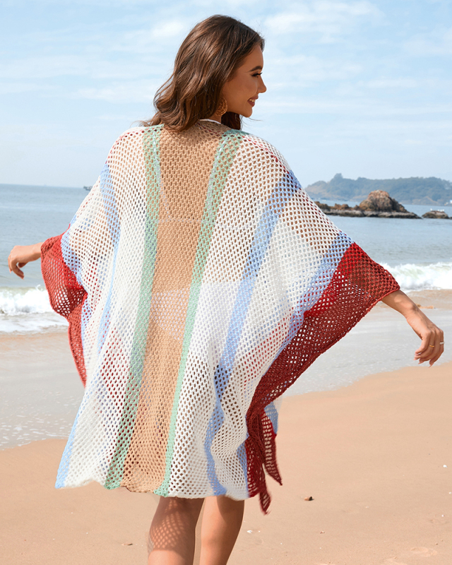 Women'S Patchwork Hollow Beach Skirt Loose Large Size Bikini Cover-Up For Women