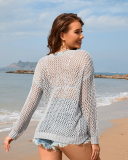 Summer Women'S Round Neck Five-Pointed Star Sexy Hollow Bikini Beach Cover-Up
