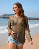 Summer Women'S Round Neck Five-Pointed Star Sexy Hollow Bikini Beach Cover-Up