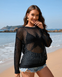 Summer Women'S Round Neck Five-Pointed Star Sexy Hollow Bikini Beach Cover-Up