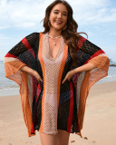 Women'S Patchwork Hollow Beach Skirt Loose Large Size Bikini Cover-Up For Women