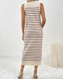 Slim-Fitting Mid-Color Women'S Sweater Striped Long Skirt Fashionable Dress