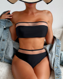 Sexy Bikini Split Chest-Wrapped Swimsuit Black