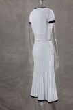 White Elegant Women Two Piece Skirt Set S-3XL