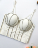 Women Lace Bustier Corset Push Up Back Strapless Sticky Sexy Club Bra