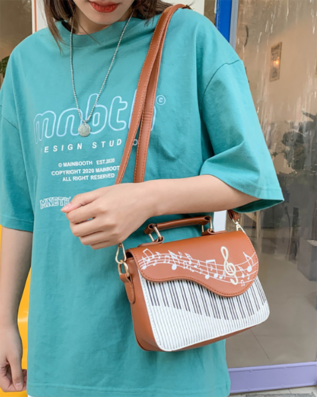 Music Note Organ Women's Trendy Crossbody Bag Contrast Color Small Bag