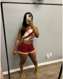 Colorblock Knitted Summer Two Piece Short Set S-XXL