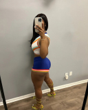 Colorblock Knitted Summer Two Piece Short Set S-XXL