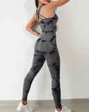 Factory Price Women Vest Slim Sports Fitness Tie-dye Yoga Jumpsuit S-L