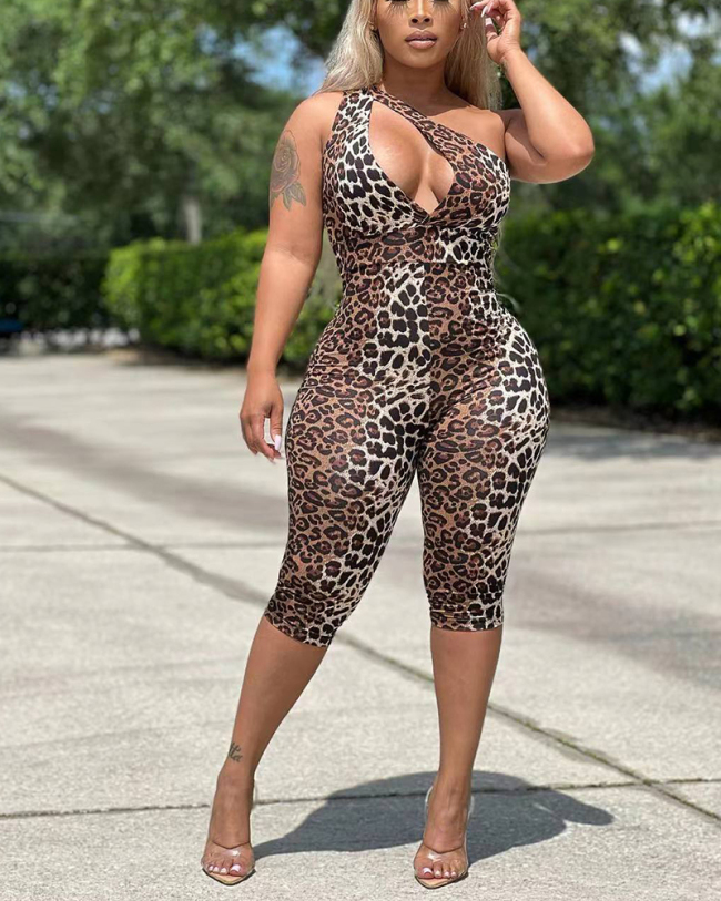 Leopard Printed Women Sexy Hot Jumpsuit S-XXL