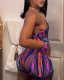 Single Shoulder Printed Women Summer Jumpsuit XS-XL