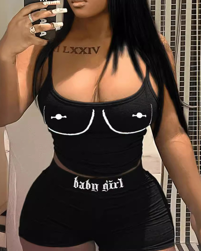 Plus Size Black Summer Two Piece Short Set XS-3XL