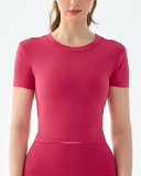 Logo Printed Backless Short Sleeve Women O Neck Slim Fitness T-shirt S-XL