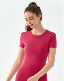 Logo Printed Backless Short Sleeve Women O Neck Slim Fitness T-shirt S-XL